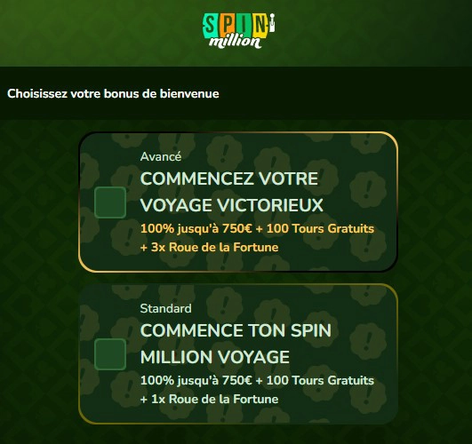 Offre de bienvenue exclusive pour les nouveaux joueurs chez Spin Million Casino